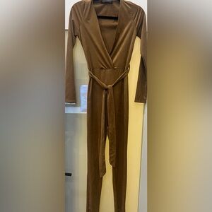 NAKED WARDROBE Elegant Brown Jumpsuit Size XS